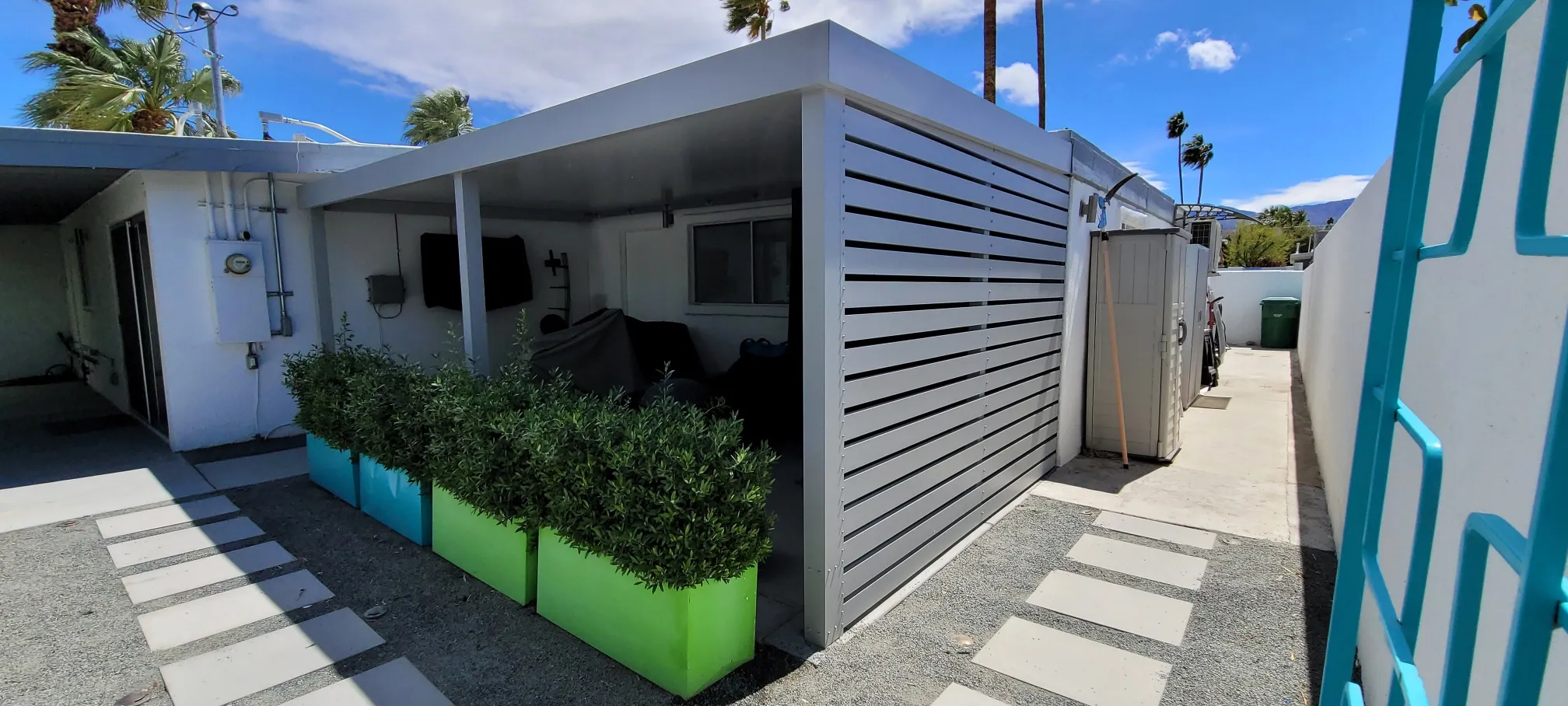 4K attached insulated patio cover with privacy wall