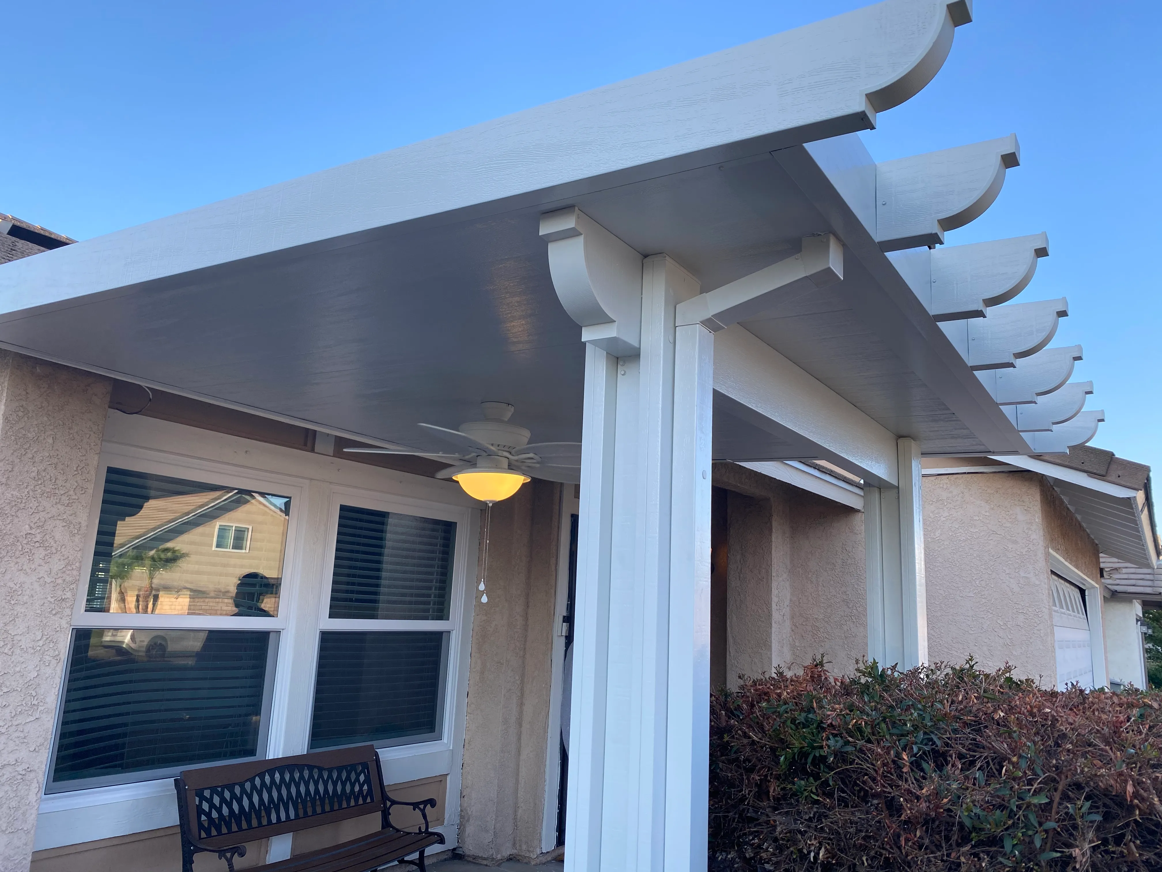 Duralum attached insulated gable roof for a DFW patio