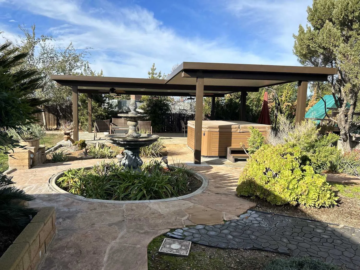 Aluminum gazebo over a hot tub